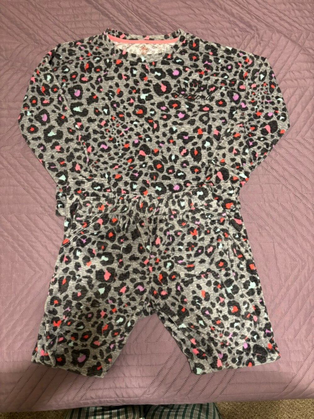 Justice Sleep Girls Leopard Pajama Set, Size M I Need a Weekend